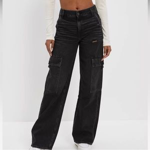 Trending American Eagle Super High-Waisted Cargo Baggy Wide-Leg Skate Jean